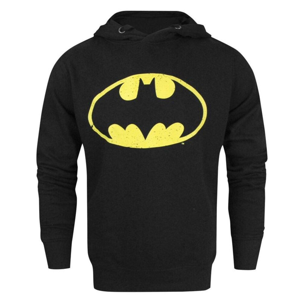 Batman Official Mens Speckle Distressed Logo Hoodie / Black